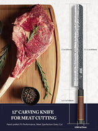 HOSHANHO 12 Inch Brisket Slicing Knife, Japanese Carving Knife for Meat Cutting and BBQ, Hand Forged Razor Sharp Slicing Knives with Ergonomic Octagonal Handle