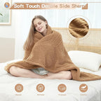 Heated Throw Blanket Double Sided Sherpa, Soft Heating Electric Blanket for Bed, Automatic Safety System, 6 Heating Levels & 4 Hours Auto-Off, 50"x60" Camel