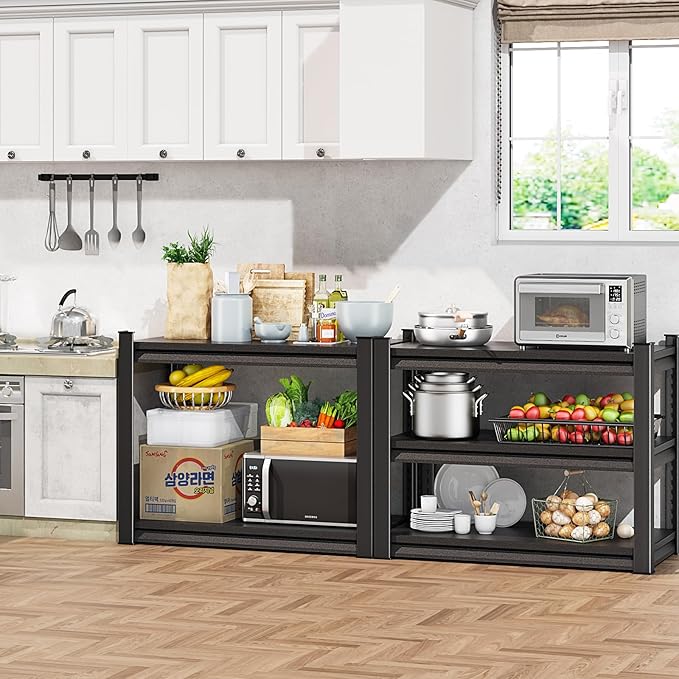 40" W Garage Shelving Heavy Duty, 1440LBS Loads Garage Storage Shelves Heavy Duty, 3-Tier Metal Shelving Units and Storage Racks, Industrial Utility Shelf,40" Wx18 Dx36 H, Black