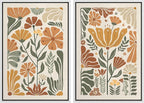 SIGNFORD Framed Canvas Print Wall Art Set Vintage Flower in Pastel Illustration Modern Art Decorative Nordic Nature for Living Room, Bedroom, Office - 24"x36"x2 White