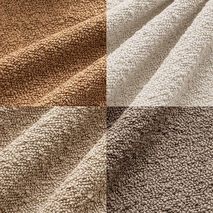 MIULEE Pack of 4 Decorative Textured Boucle Throw Pillow Covers 22x22 Inch Neutral Brown Accent Euro Sham Pillow Cases Couch Cushion Covers Fall Modern Farmhouse Boho Chair Sofa Bed Room Home Decor
