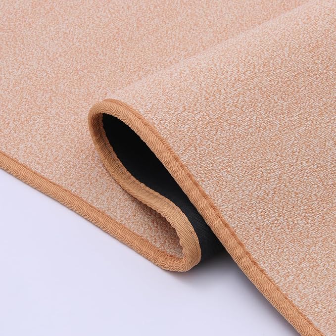 Runner Rug with Non Slip Rubber Backing, Washable Soft Floor Carpet for Kitchen, Hallway, Entryway Indoor, Bedroom, Laundry, Low Pile Area Rugs, Solid Color with Pointillism Style (Camel, 2' * 6')