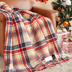 Heated Blanket Electric Full Size,72X84 Heating Blanket,Brown Plaid Soft Sherpa Blankets Warmer Gift for Grandma Women Adult,Fast Heating Washable,ETL