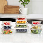 Glass Food Containers with Glass Lid, Microwave Safe Food Storage Container Set, 4 Pack, Airtight Storage Set with Leak Proof Lids, Meal Prep Containers