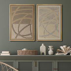 SIGNFORD Framed Canvas Print Wall Art Set Geometric Dot Patterns Earthy Beige and Brown Contrast Illustration Modern Art Decorative Nordic Nature for Living Room, Bedroom, Office - 24"x36"x2 Natural