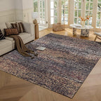RUGSURE Washable Area Rug - 1/6 Thick - Stain & Water Resistant Non-Slip - Resistant Rug for Living Room, Bedroom, Nursery, Pet & Child Friendly, Vintage Charm Area Rugs (Rust, 4' x 6')