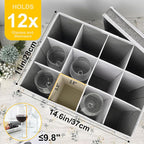 homyfort Mug and Wine Glass Storage Box with Dividers, Stemware Storage Cases and Coffee Cup Storage Organizer, China Crystal Storage Containers Hard Shell for Glassware Protection and Moving (Grey)
