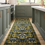 Runner Rug - 2'x10' Boho Washable Kitchen Rug, Non-Slip Soft Low Pile Rugs Indoor for Hallway Hall Living Room Bedroom Sunroom, Vintage Stair Carpet Stain Resistance (Dark Green, 2x10ft)