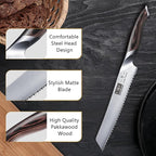 HOSHANHO Bread Knife 8 inch, Japanese High Carbon Stainless Steel Serrated Bread Knife, Professional Bread Cutting Knife for Homemade Bread