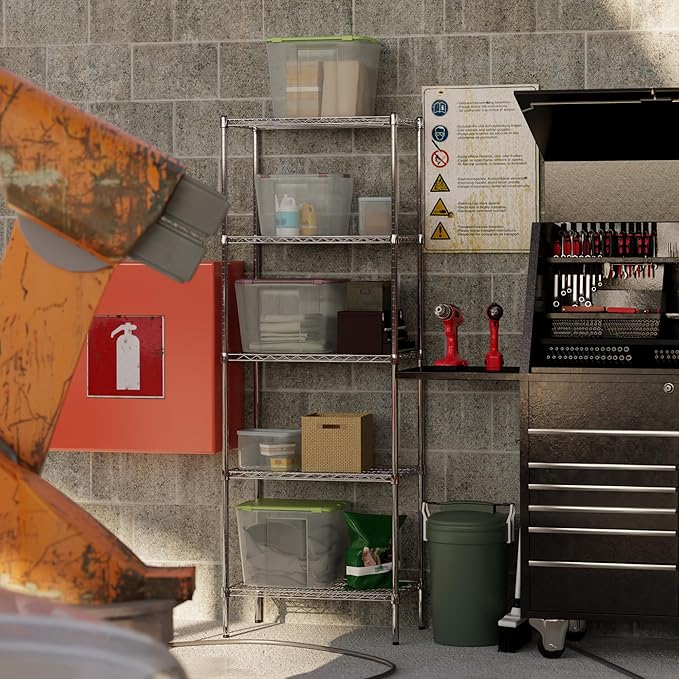 18" Deep x 30" Wide x 86" Height Wire Shelving Kit | 5-Tier | NSF Commercial Storage Rack Unit