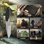 Kizer Muskrat Fixed Blade Knife, 3.15 In D2 Blade EDC Knife Argyle Pattern Black G10 Handle Neck Knives for Men Women, Outdoor Hunting Hiking Survival Camping Knives with Sheath, 1064M3