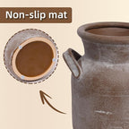 Quoowiit Ceramic Rustic Farmhouse Vase, Distressed Decorative Flower Vases for Home Decor, Ideal Shelf Decor, Brown Boho Vase for Living Room Bedroom Kitchen Office Decor Centerpiece Table Decorations