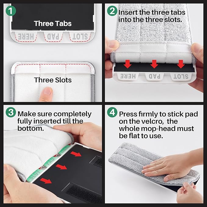 JOYMOOP Flat Mop, Microfiber Mops for Floor Cleaning and Long Handle Wall Cleaner, 60" Mop Handle with Flexible 15" Flat Head with a Microfiber Mop Pad - Green