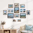 Vittanly 15 Pack Picture Frames Collage Wall Decor, Multi Sizes Including 3pcs 8x10, 6pcs 5x7 and 6pcs 4x6 Photo Frames, Gallery Frame Set for Wall or Tabletop Display, Black, Brown and White