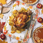 3Pcs Fall Serving Trays Reusable Watercolor Pumpkin Flower Platter Vintage Autumn Serving Dishes for Thanksgiving Sharing Snacks Fruit Dessert Candy