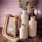 Distressed White Ceramic Vase Set of 3,Small Ceramic Vases for Home Decor,Rustic Farmhouse Vase for Flowers,Decorative Vases for Centerpieces,Table Shelf,Fireplace and Entrance