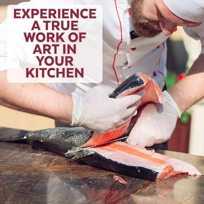 Hattori Japanese Chef’s Knife, FH-7L Professional Gyuto Knife, VG-10 Cobalt Steel Pro Kitchen Knife with Ergonomic Black Linen Micarta Handle, 9.4 inch