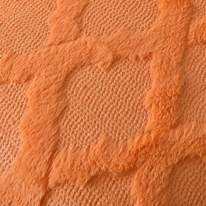 Set of 2 Soft Moroccan Throw Pillow Covers 18x18 Inch Plush Boho Decorative Pillow Cover Accent Cushion Case for Couch Sofa Bed, Orange