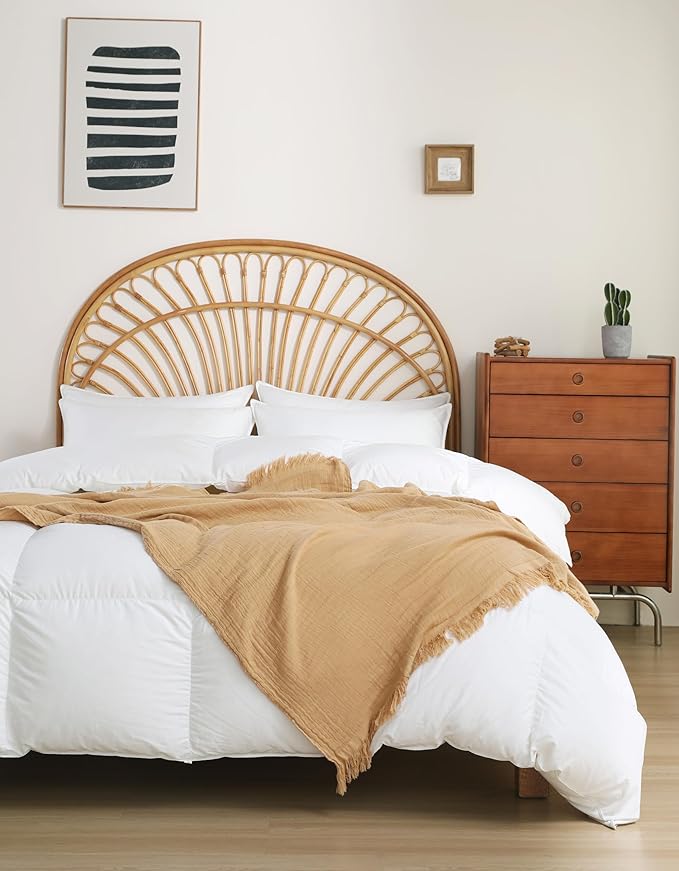 100% Cotton Muslin Throw Blanket for Bed, Couch, Small, Decorative, Soft, Pre-Washed, Breathable and Lightweight Gauze Blanket with Tassels, Suitable for All Seasons, Sand, 50"x60"