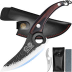 XYJ FULL TANG 6 Inch Boning Knife With Sheath, Stainless Steel Portable Chef Fishing Knife Wood Handle, Meat Cleaver Butcher Knife For Kitchen Camping Outdoor BBQ