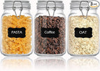 Clear Food Storage Jars 50oz Square, Airtight Glass Canister with Lids Set of 3, Kitchen & Pantry Organization Food Storage Container for Canning, Sugar, Flour, Candy, Cereal, Coffee