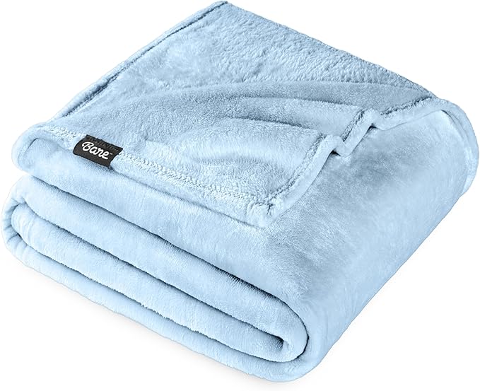 Bare Home Fleece Blanket - King Size - Ultra-Soft Lightweight for Bed, Sofa, and Couch - Luxury Microplush - Cozy Warm Blanket (King, Light Blue)
