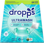 Dropps UltraWash Dishwasher Pods, Fresh Rain (64 Count) - Biobased Power Deep Clean Dishwasher Detergent Tablets for Sparkling Shiny Dishes - No Rinse Aid or Pre-Wash Needed - Dishwashing Pods