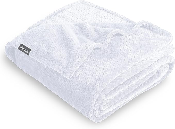 Bare Home Textured Fleece Blanket - Twin/Twin Extra Long - Ultra-Soft Lightweight for Bed, Sofa, and Couch - Luxury Microplush - Cozy Warm Blanket (Twin/Twin XL, Chevron White)
