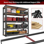 REIBII 40" W Garage Shelving 2500LBS Storage Shelves 72" H Metal Shelving 5 Tier Metal Shelves Adjustable Pantry Shelf for Garage Closet Kitchen Basement 40" W x 19.7''D x 72''H