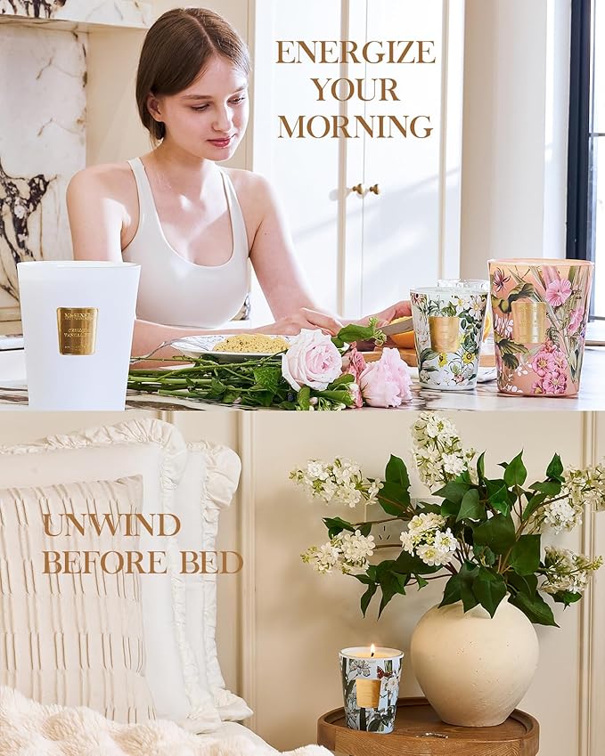 M&SENSE Tropical Spice Peach Scented 35oz 150H Burn Time, 3-Wick Natural Aromatherapy Candle Highly Scented Long Lasting, Home Fragrance Housewarming Gifts New Home Gift Ideas