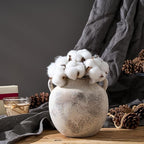 Antique Ceramic Vase, 5.8 Inch Terracotta Vase with Handles, Decorative Rustic Vase for Home Decor, Farmhouse, Living Room, Table, Bedroom, Entrance, Office - Gray