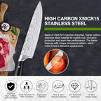 Knife set, 23 Pcs Kitchen Knife Set with Block and Sharpener Rod, High Carbon Stainless Steel Chef knife set for kitchen, Ultra Sharp, Full-Tang Design