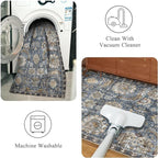 RUGSURE Washable Area Rugs - Perfect for Living Room, Bedroom, Kids Room, Nursery - Stain & Water Resistant Non-Slip, Pet & Child Friendly, Vintage Tribal Area Rugs (Navy, 3' x 5 ')