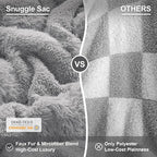 Snuggle Sac Faux Fur Checkered Blanket Twin Size with Soft Knitted Microfiber Fabric,Cozy Soft Warm Blanket for Sofa Bedroom Living Room,Solid Light Grey,60x80 inches