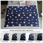 Cozy Bliss Thick Warm Sherpa Fleece Star Blanket, Double Sided Patriotic Throw Blanket Fluffy Soft Fuzzy Thick Blanket for Couch, Bed and Gifts(Navy Blue, 50" x 60")