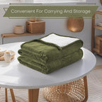 Electric Heated Blanket Twin Size 62"x84" - Microplush & Sherpa Fabric Dual-Sided, 6 Heat Settings & 1-10 Hours Auto Off , Cozy Warming Throw for Home, Office, or Bed, Machine Washable, Olive Green