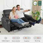 MCombo Zero Wall Recliner Loveseat, Power Recliner Loveseat with Adjustable Headrest, USB A & C Charge Ports, Wood Legs, for Living Room, RVs, Small Spaces (Fabric, ST258M1, Dark Grey)