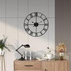 Silent Non-Ticking Decorative Large 24 Inch Metal Vintage Retro Roman Numerals Wall Clock, Battery Operated for Living Room, Bedroom, Kitchen, Office, Cafe Farmhouse Decor