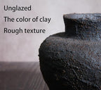 Rustic Pottery Ceramic Vase - Vintage Farmhouse Style Decor, White Grid Ceramic Vases for Home Decor, Modern Farmhouse Decor (black1)