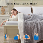 Westinghouse Queen Size Electric Blanket, Flannel to Sherpa Reversible, Heated Blanket Queen with Dual Control 10 Heating Settings & 1-12 Hours Auto Shut Off, Machine Washable, (84" x 90", Light Grey)