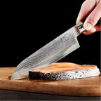 Damascus Santoku Knife 7 Inch, Professional Kitchen Knife Forged with VG10 Super Steel 67 Layer Damascus, Non-slip Wood Ergonomic Handle, Razor Sharp Lightweight Multipurpose Full Tang