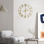 Large Wall Clock, Metal Retro Roman Numeral Clock, Modern Round Wall Clocks Almost Silent, Easy to Read for Living Room/Home/Kitchen/Bedroom/Office/School Decor (Gold, 16 Inch)