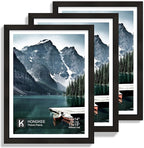 11x15 Picture Frame with Real Glass - Display Pictures 10x14 with Mat or 11 x 15 without Mat, Wall Collage Photo Frame set(Black, 1 Pack)