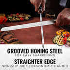 Cutluxe BBQ Knife Carving Set – 12" Brisket Knife & 10" Honing Rod, Butcher Knife Set for Meat Cutting – Ultra Sharp German Steel, Ergonomic Pakkawood Handles – Artisan Series