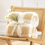 Cozy Bliss Luxury Sherpa Throw Blanket for Couch, Premium Reversible Buffalo Plaid Thick Throw, Warm Cozy Soft Blanket for Home and Gifts (Beige, 50" x 60")