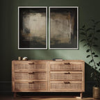 SIGNFORD Framed Canvas Print Wall Art Set Neutral Black and Brown Contemporary Minimalist Illustration Modern Art Decorative for Living Room, Bedroom, Office - 16"x24"x2 White