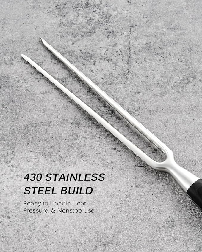 KYOKU Kitchen Carving Fork, 8 in. Japanese Turkey Carving Fork for Meat Cutting, Full-Tang Meat Fork with Pakkawood Handle Mosaic Pin, Stainless Steel Kitchen Fork for Picnic Barbeque Catering