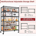 PrimeZone 2 Pack 6 Tier Wire Shelving with Wheels,Metal Shelf Heavy Duty Adjustable Kitchen Storage Shelves Unit,Pantry Organizer Rack Rolling for Garage Closet Laundry 36''W x 18''D x 78''H