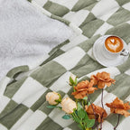 Sage Green Heated Throw Blanket Electric, 50X60 Heating Blanket with 10 Heat Levels & 8 Hours Auto Off for Lap, Checkered Plaid Soft Sherpa Blankets Warmer Gifts for Couch Grandma Women Adults, ETL
