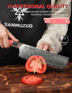 Kitchen Nakiri Knife 7 Inch, Professional Kitchen Chef Knife, Ultra Sharp Damascus Powder Steel with Full-tang Resin Handle, SHENG Series